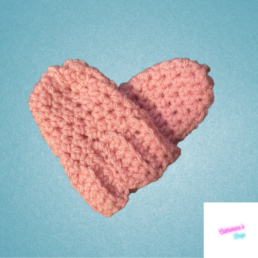 Crocheted Pink Baby Mittens